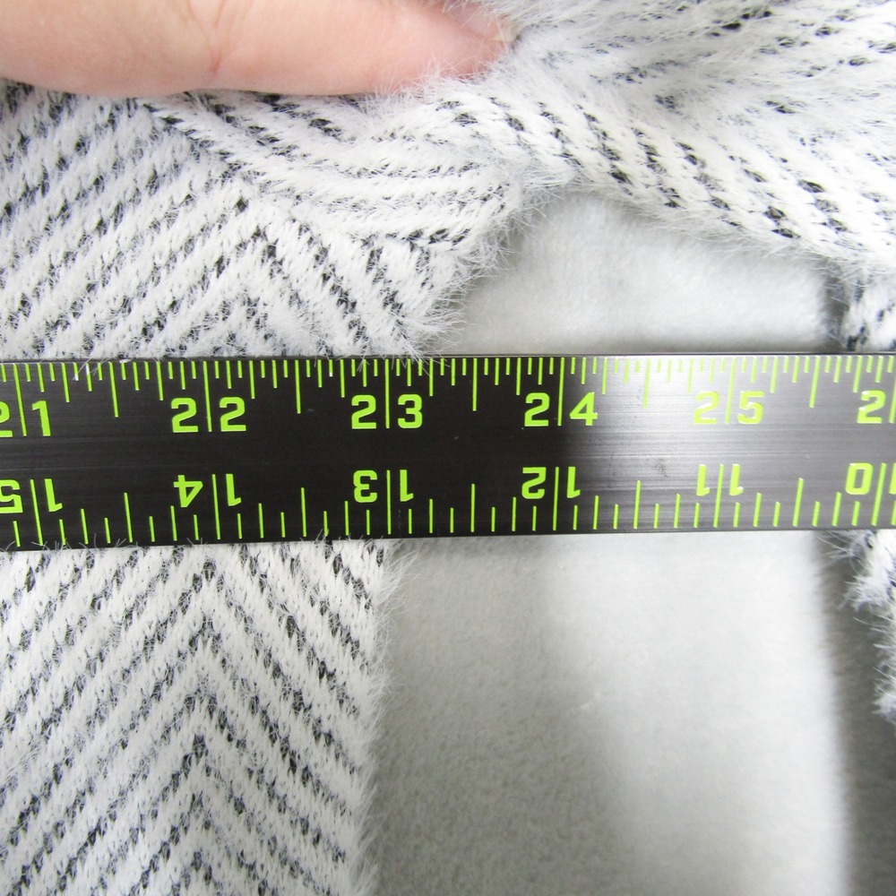 Lou & Grey Womens Large Cowl Neck Fuzzy Herringbone Pullover Sweater White Black - Picture 7 of 10